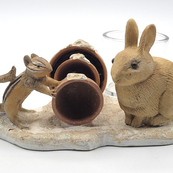 Rabbit & Squirrel Figurine Tealight Candle holder Decor Resin Marjolein Basti - Picture 1 of 9